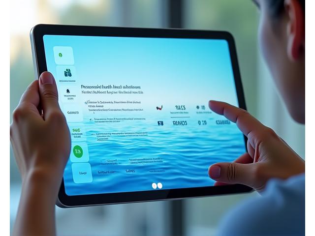 Representación de una plataforma de bienestar digital intuitiva con gráficos de datos y elementos interactivos